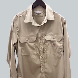 Carhartt Vented Long Sleeve Button Down Shirt Khaki - M